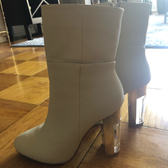 Cape Robbin Shoes - White Booties with a Clear Heel!